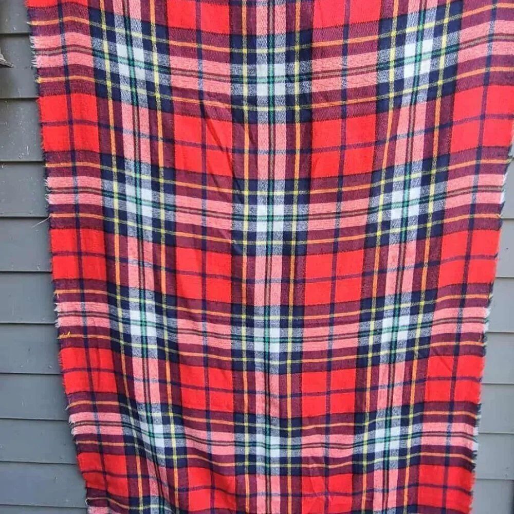 Old Navy Large Acrylic Red Plaid Wrap Scarf